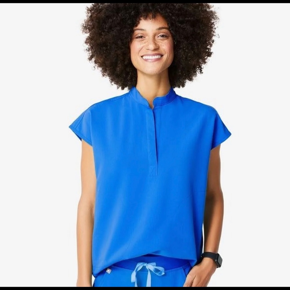 Fig Rafaela royal blue scrub top, medium